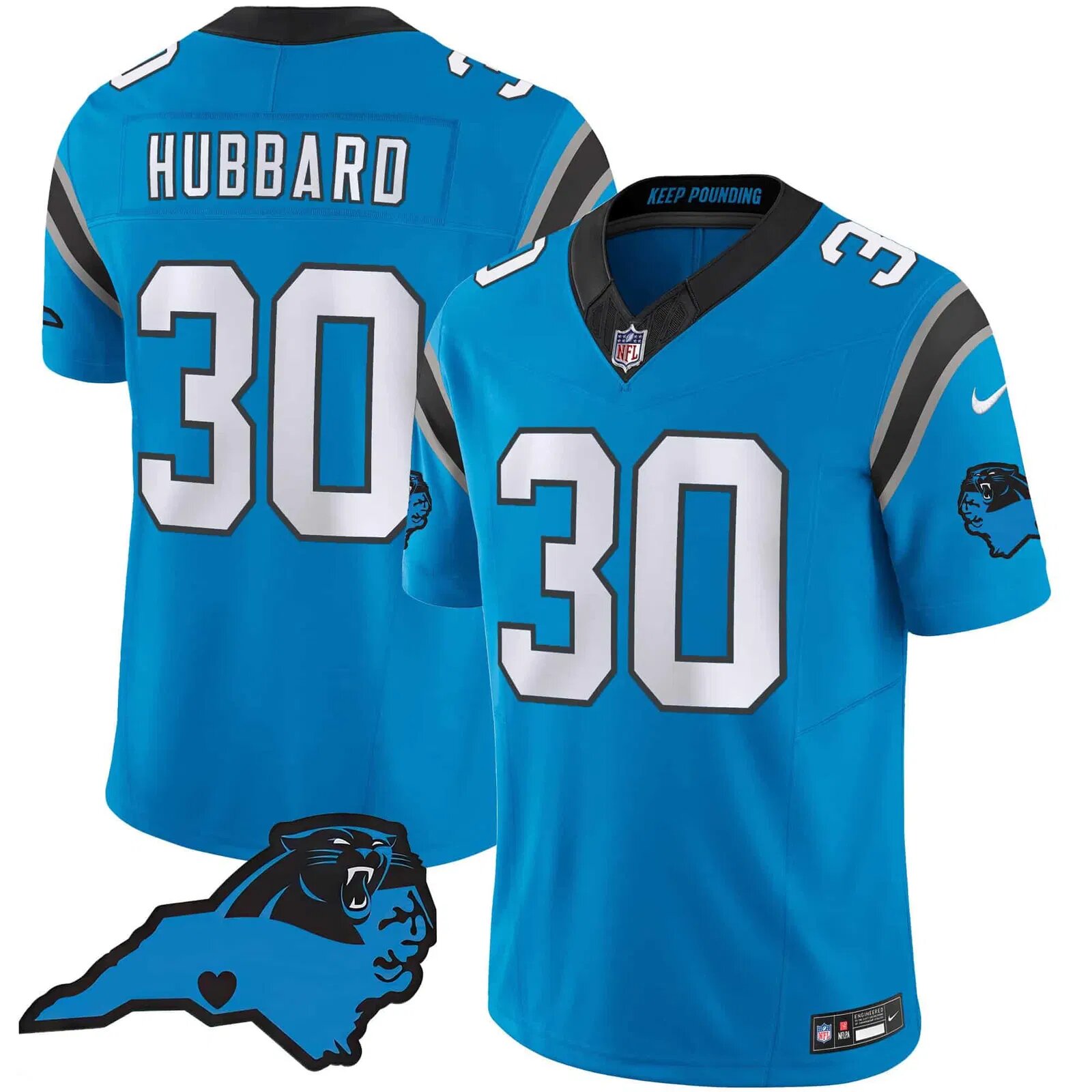 Men Carolina Panthers #30 Hubbard Light Blue 2024 Nike Vapor Limited NFL Jersey style 1